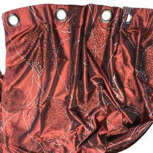 Pair Red Black Faux Silk Curtains Drapes Panels